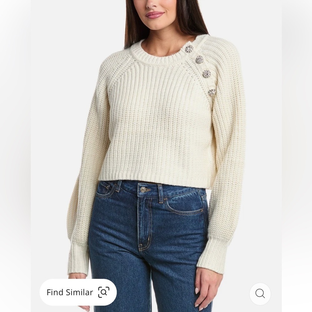 Cinq à Sept Ivory Karen Embellished Sweater - Size - Large